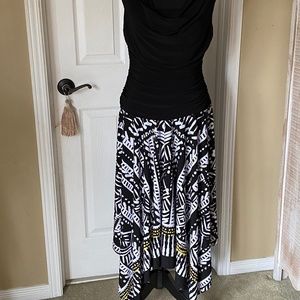 🎇3/$22🎇Midi Dress with Sharkbite Hem and Ruched Bodice, Size 10